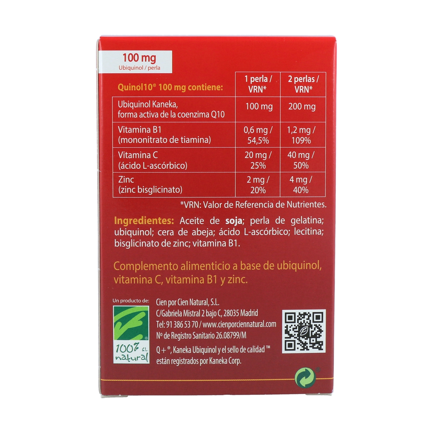 Quinol 10 100MG 60 cápsulas - Imagen 2
